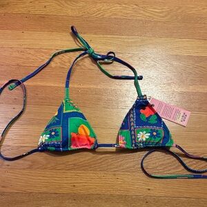 Floral Blue Bikini Top